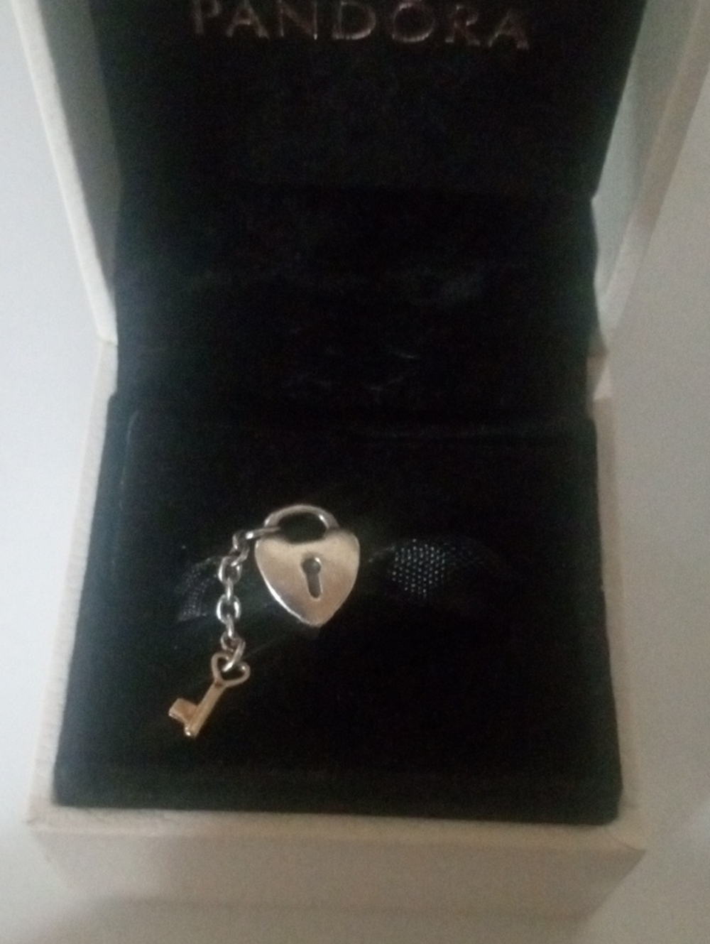 Pandora Silver/Gold14k Key To My Heart Retired Charm wth.Box